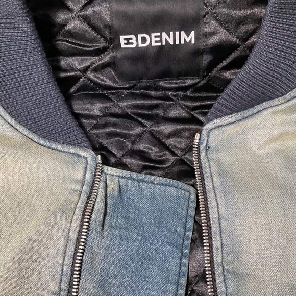 New EB Denim’s Lombardi Zip Cropped bomber jacket in colorway Olio (Blue Ombre) - Picture 5 of 6